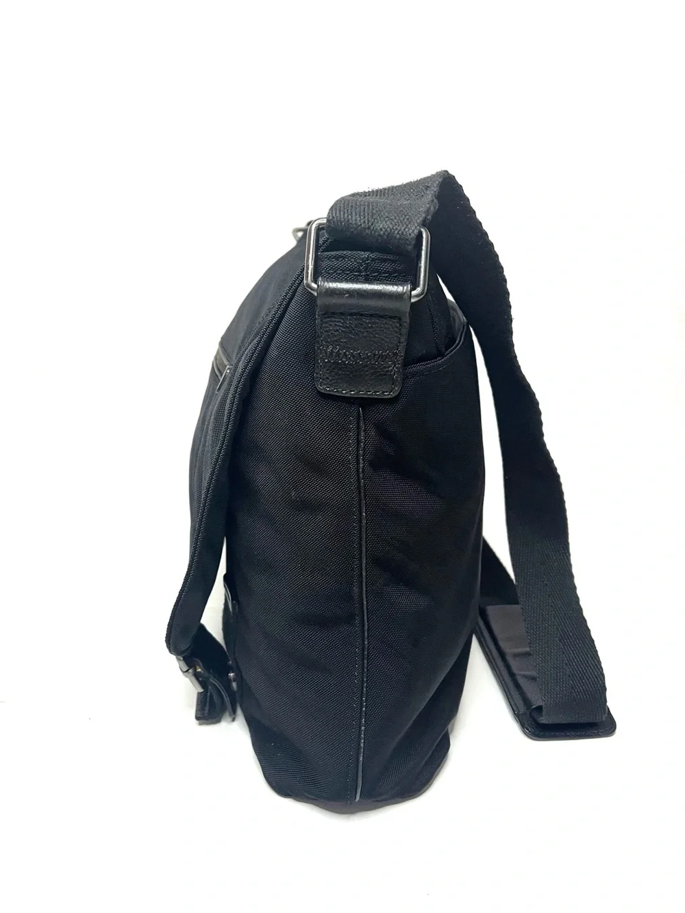 Banana Republic Black Nylon Canvas & Leather Messenger Bag
